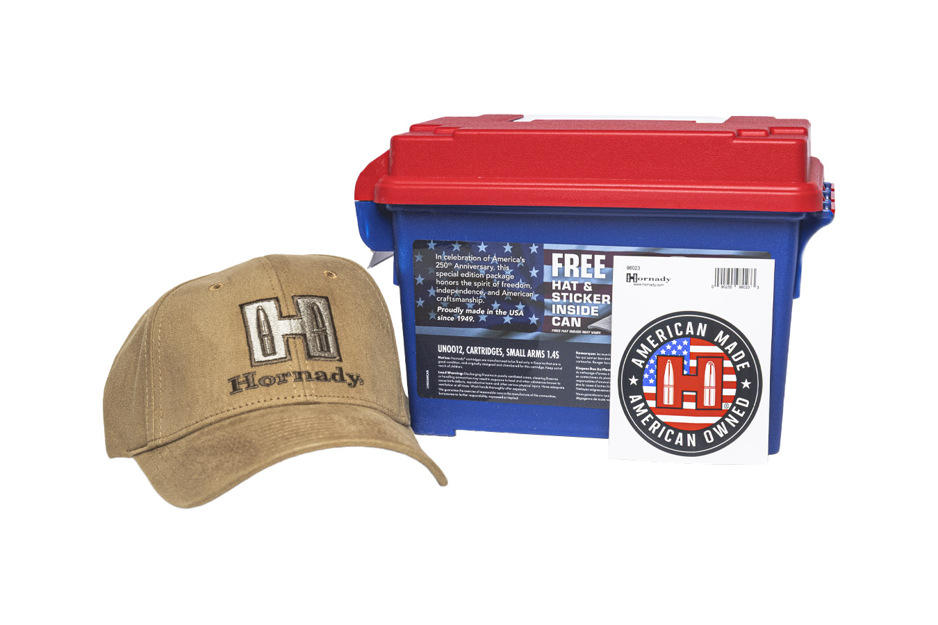 HORNADY 308 Win 155gr BTHP American Gunner 250th Anniversary Combo Pack 250 Rounds in Ammo Can